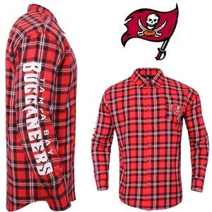 *NEW* NFL Tampa Bay Buccaneers Team Logo Long Sleeve Flannel Shirt